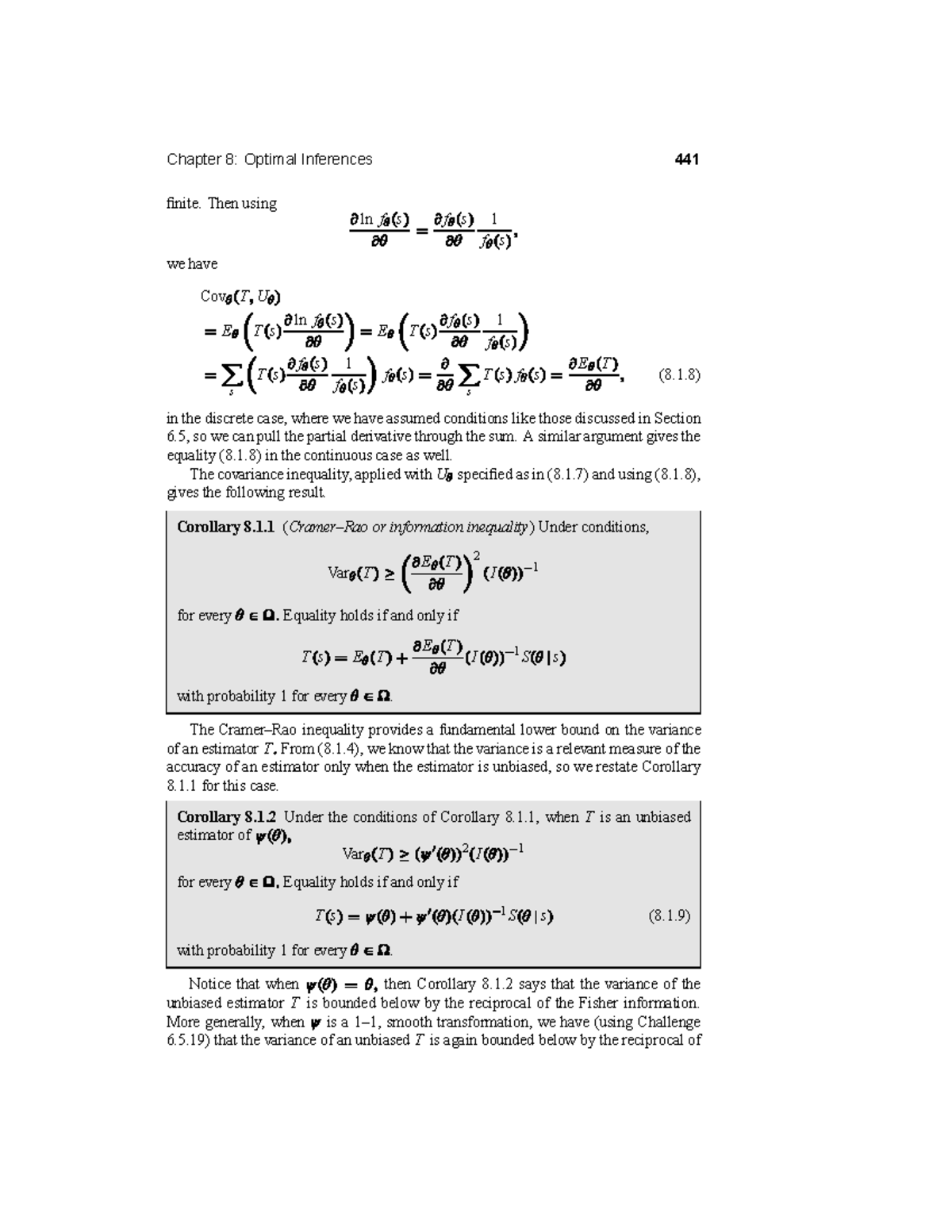 Chapter 8: Optimal Inferences and Covariance Inequalities in Calculus ...