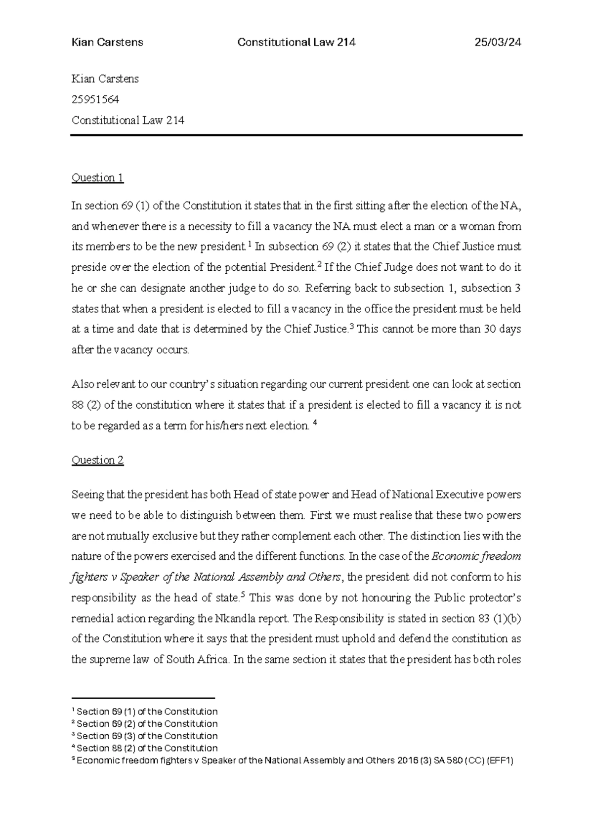 Constitutional Law TUT 2 - Separation of Powers & Accountability ...