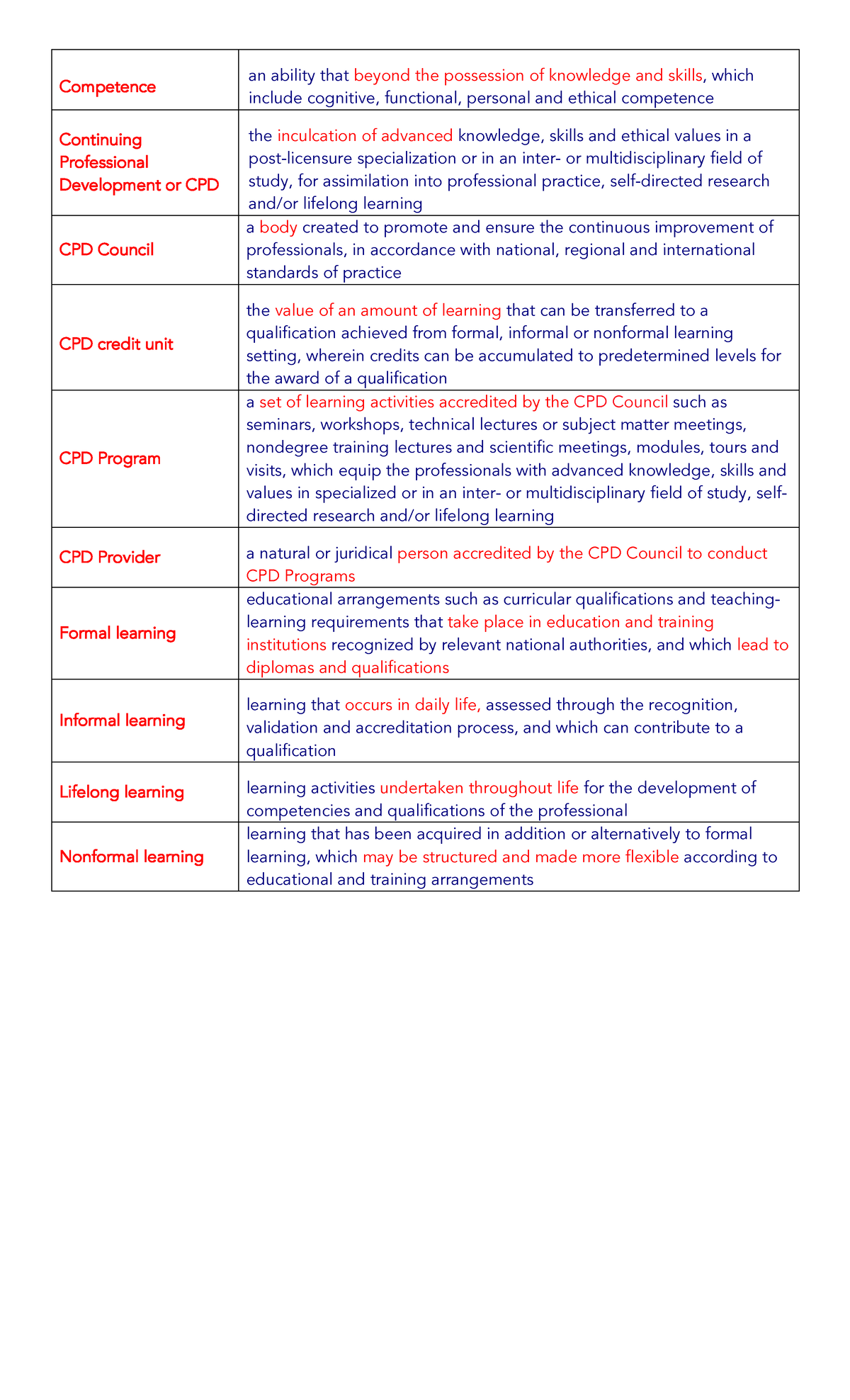CPD Terms: Understanding Competence in Professional Development - Studocu