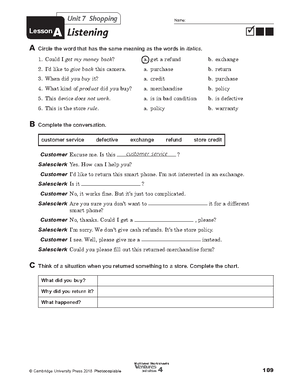 Multilevel Worksheets Level 4 Unit 2 Lesson B (fillable) - Unit 2 At ...
