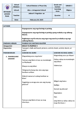 Matatag DLL WEEK 6 Science G4 - MATATAG K to 12 Curriculum Daily Lesson ...