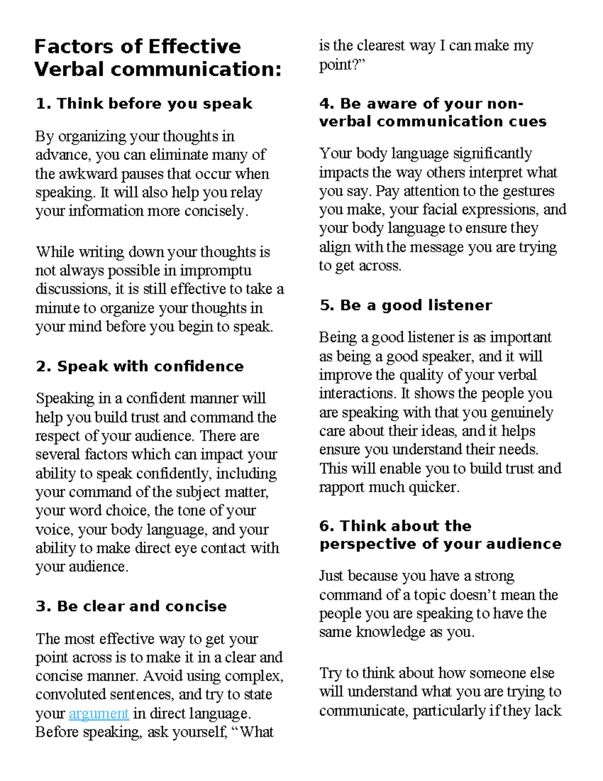 Factors of Effective Verbal communication - Think before you speak By ...