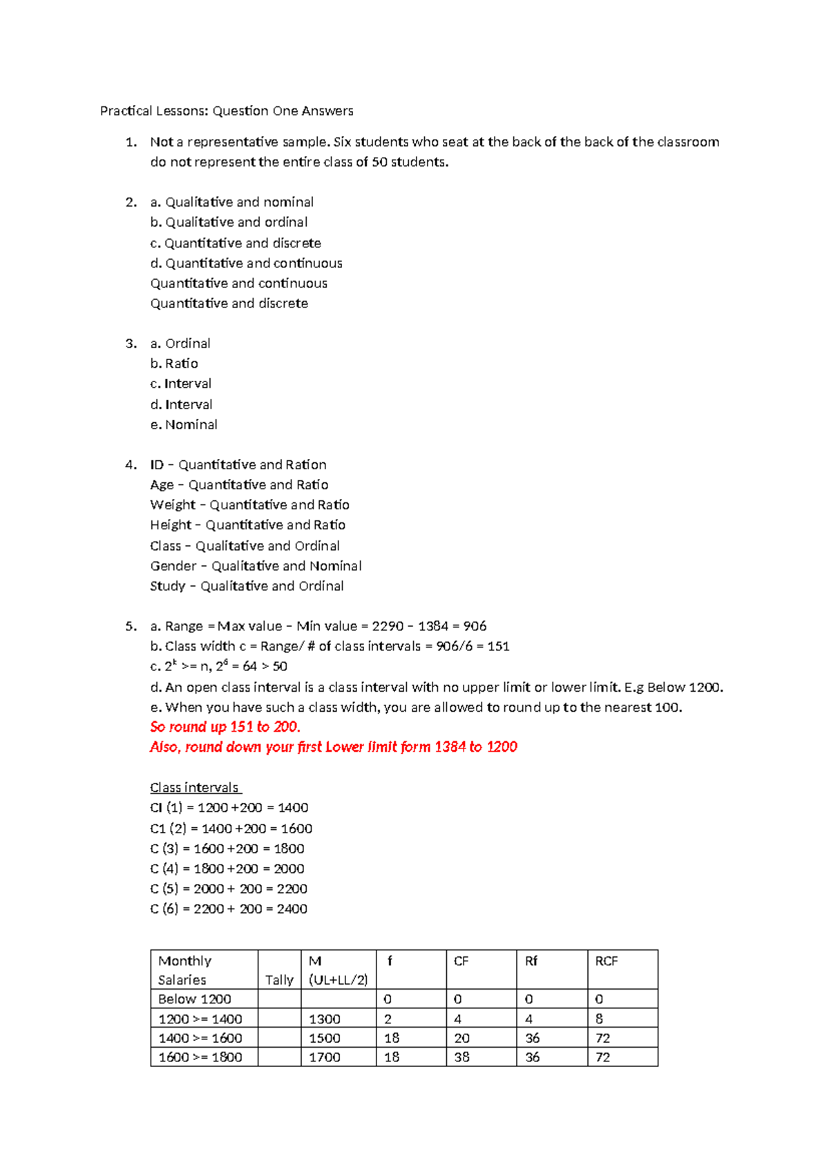 Practical Lessons 1: Answers to Statistical Questions - Studocu