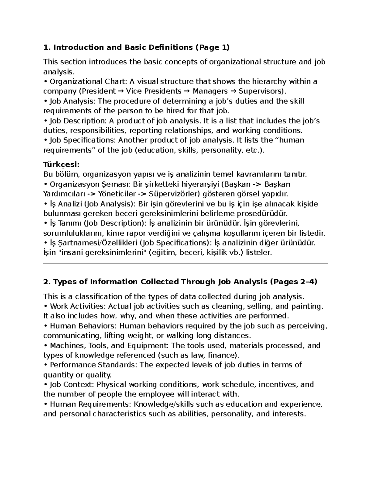 Chp 4 - Lecture Notes on Organizational Structure and Job Analysis ...