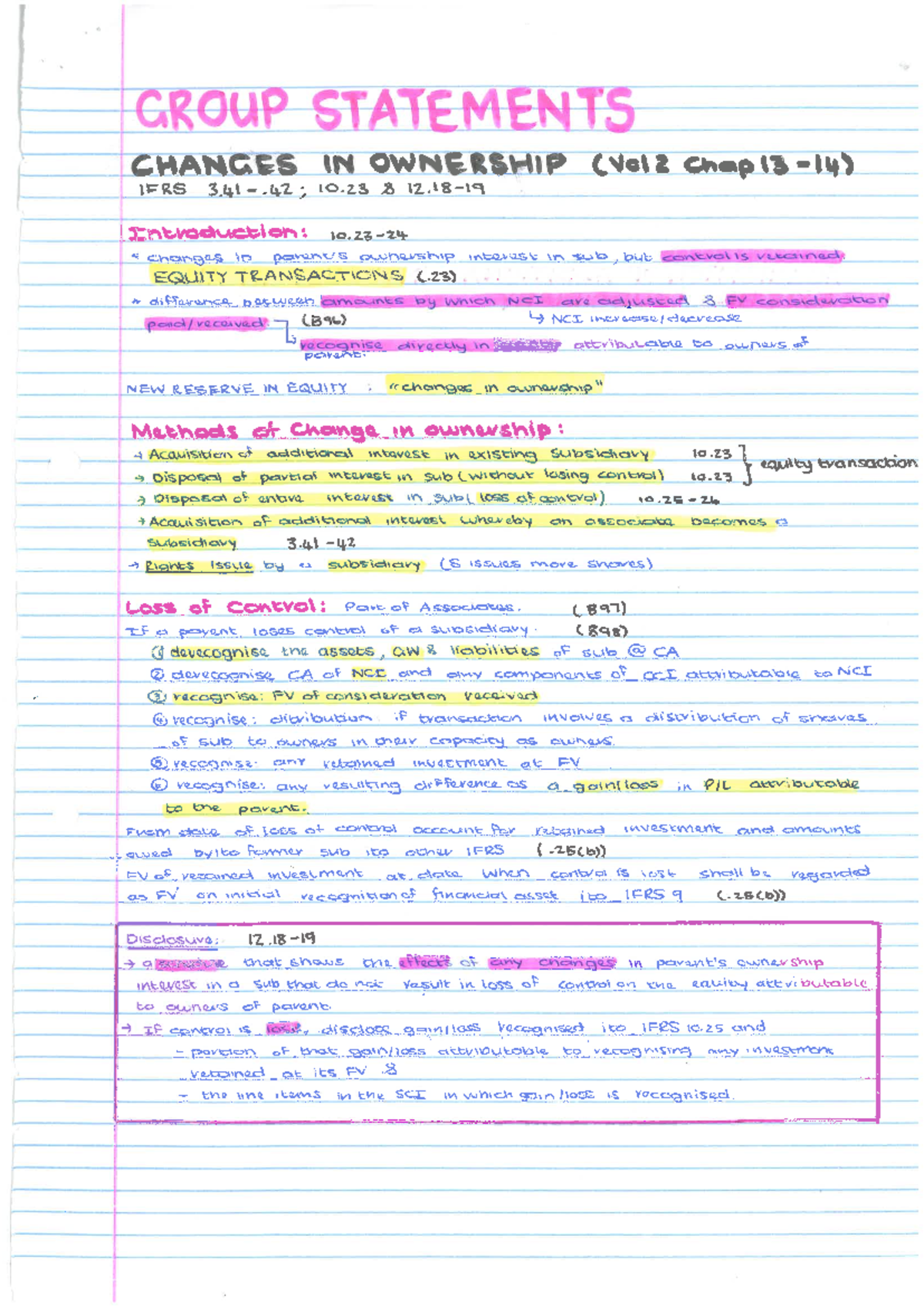 Group Statements: Analyzing Changes in Ownership Dynamics - Studocu