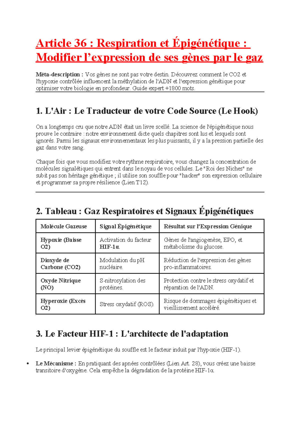 T16 - A36 : Respiration et Épigénétique - Modifier l'Expression ...