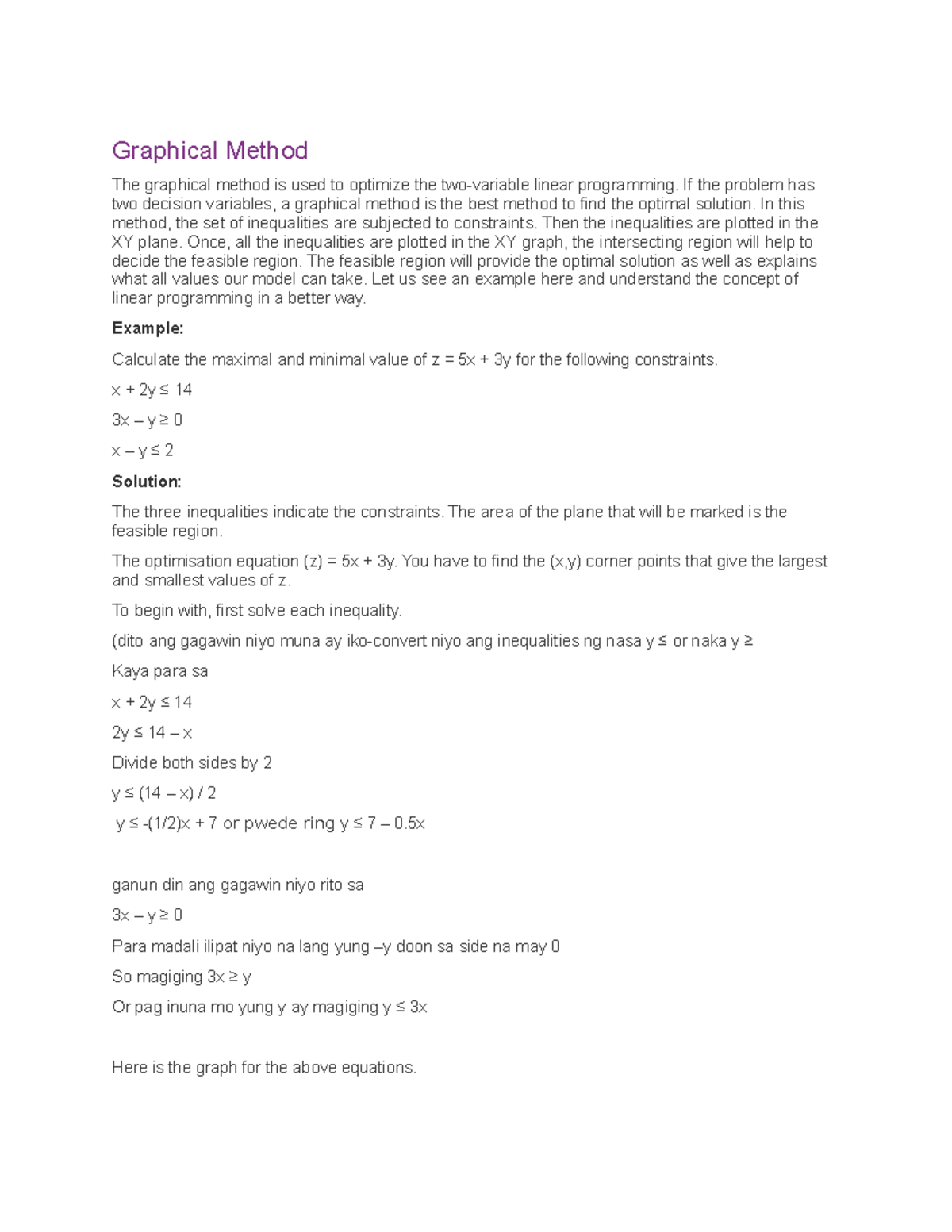 Graphical Method for Optimizing 2-Variable LP (Assignment) - Studocu