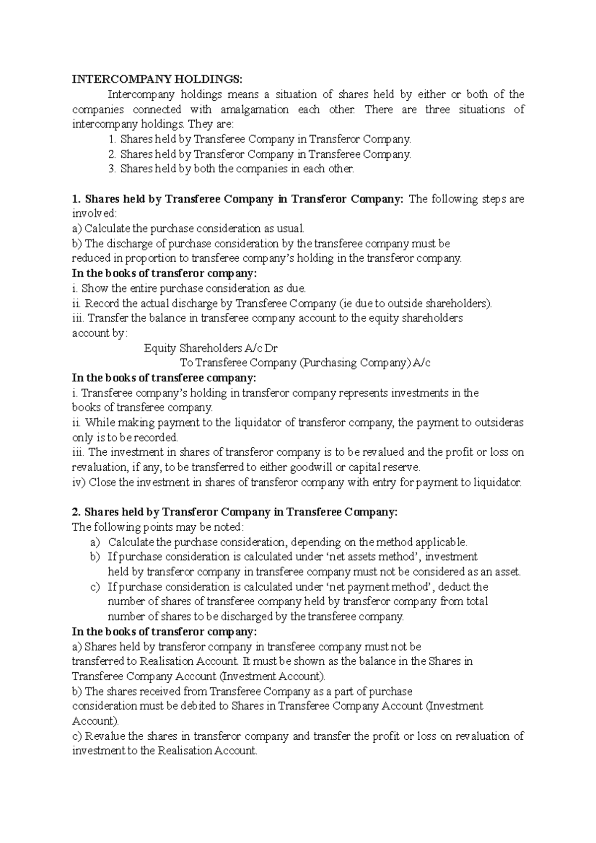 Intercompany Holdings Overview: Important Concepts and Steps - Studocu