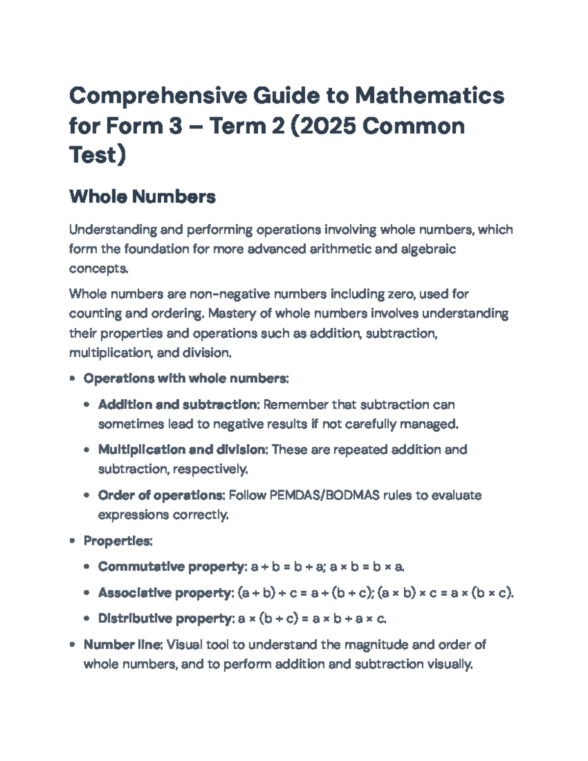 Comprehensive Guide to Form 3 Mathematics for Term 2 Common Test - Studocu