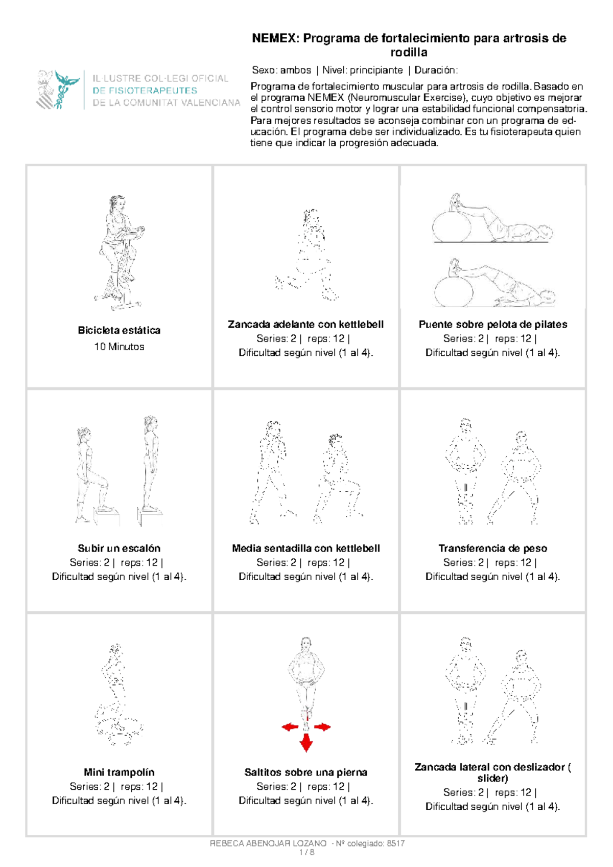 NEMEX: Programa de Fortalecimiento para Artrosis de Rodilla - Studocu