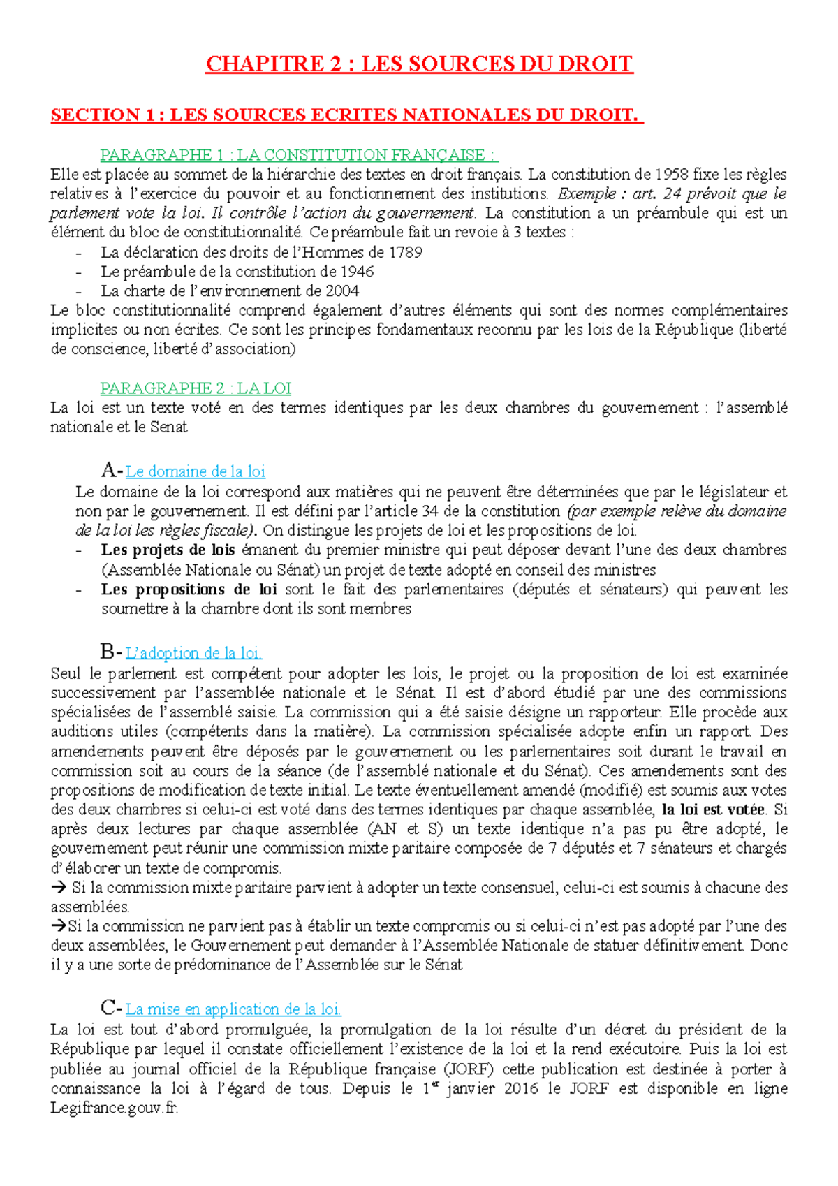 Chapitre 2 - LES Sources DU Droit - CHAPITRE 2 : LES SOURCES DU DROIT ...