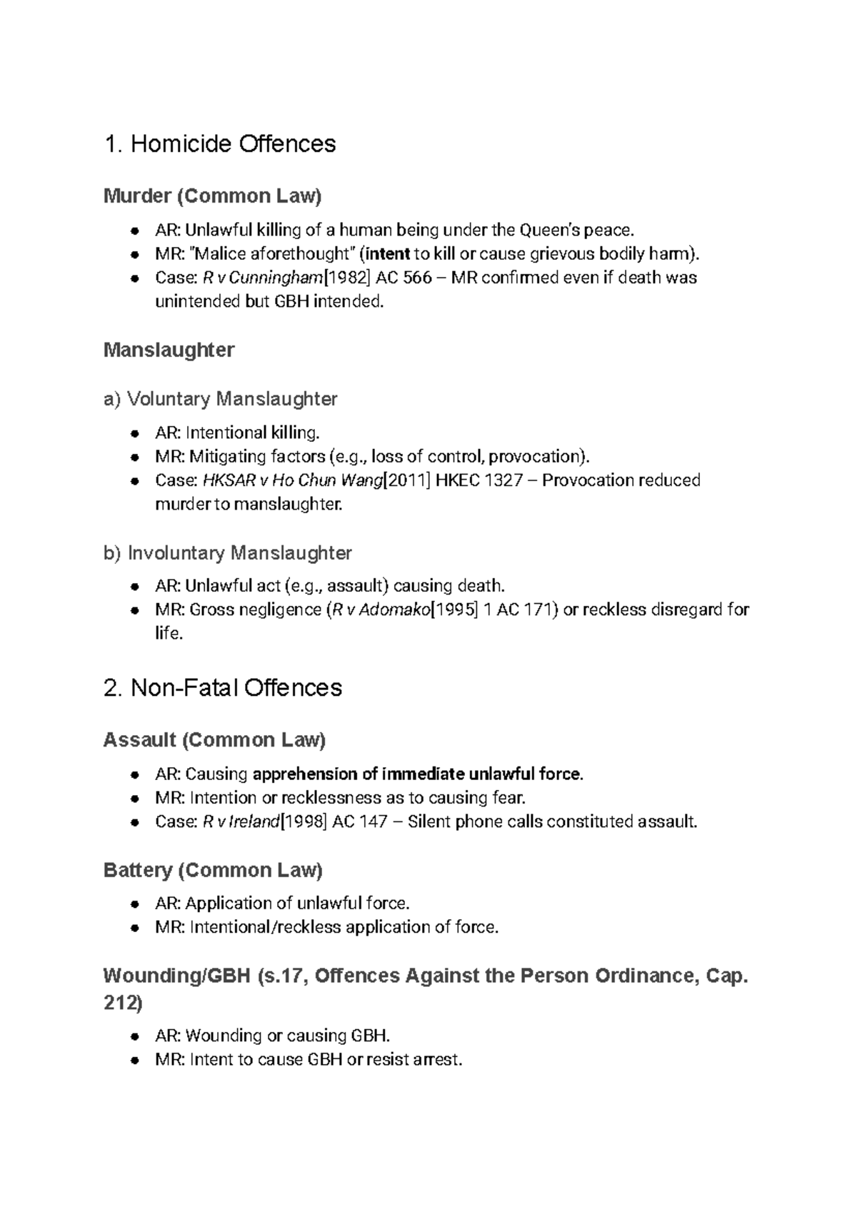 CRIM Offences and Defenses: Key Principles and Case Law Overview - Studocu