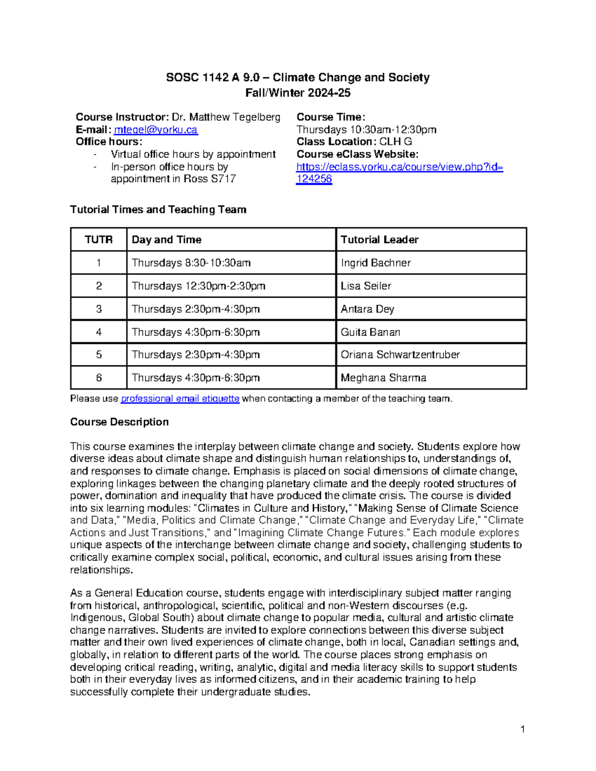SOSC 1142 9.0 - Climate Change and Society Syllabus (Tegelberg) - Studocu