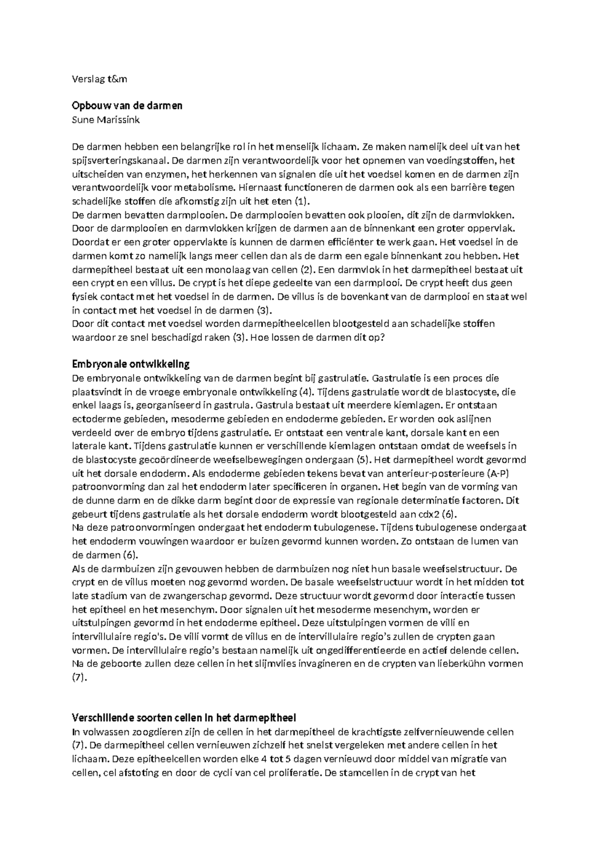 De darmen: Opbouw en Functie - T&M Verslag - Studeersnel