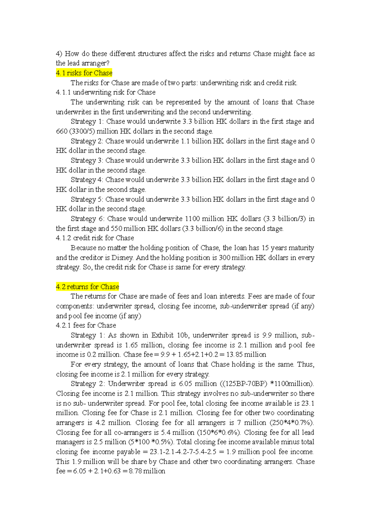 Chase Case Study Analysis on Underwriting & Credit Risks - Studocu