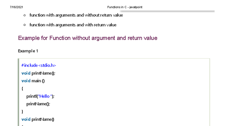 Functions in C - Unit 1 Notes on Function Types and Library Functions ...