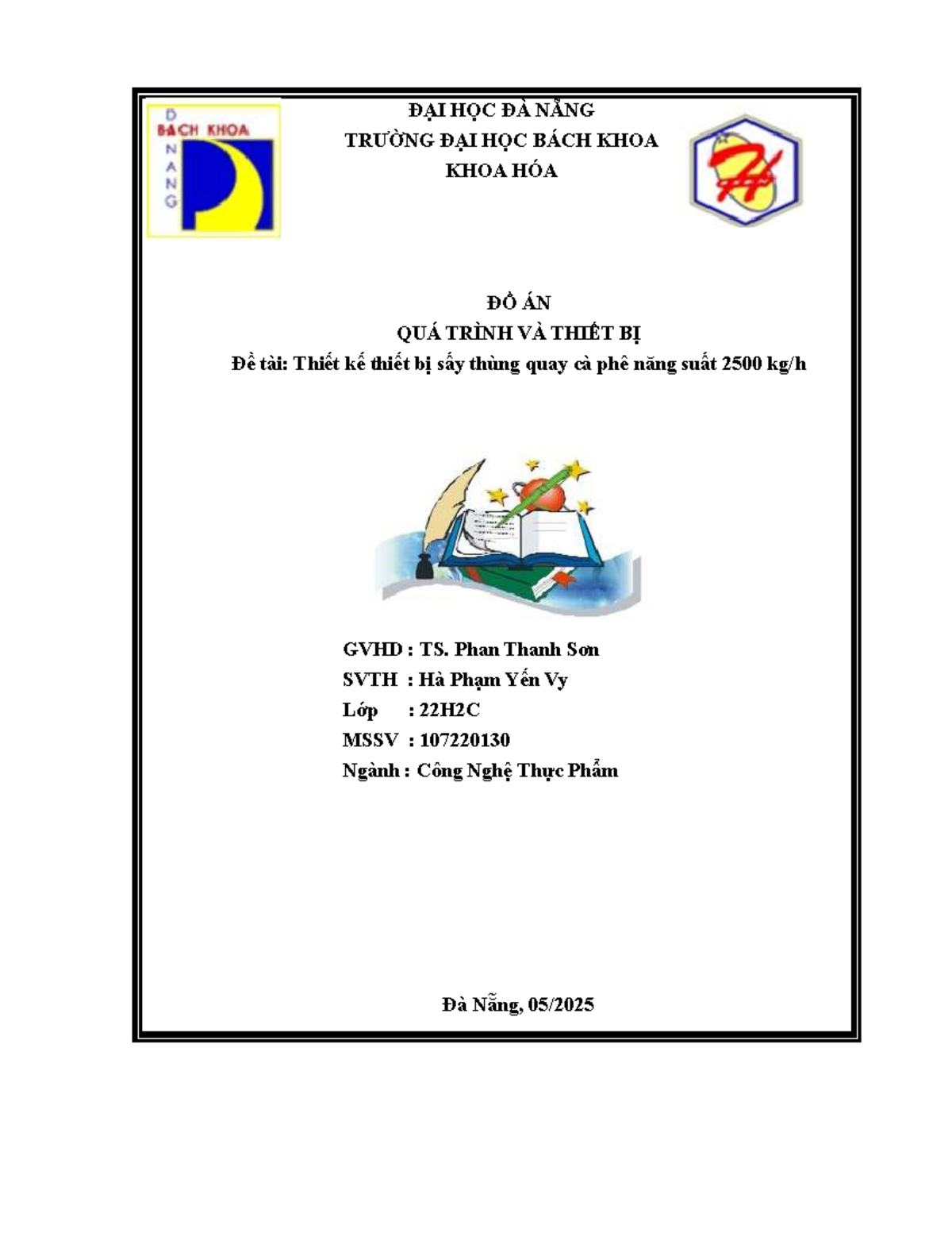 Đồ án Quá Trình và Thiết Bị - Thiết Kế Hệ Thống Sấy Thùng Quay Cà Phê 2500 - Document Preview