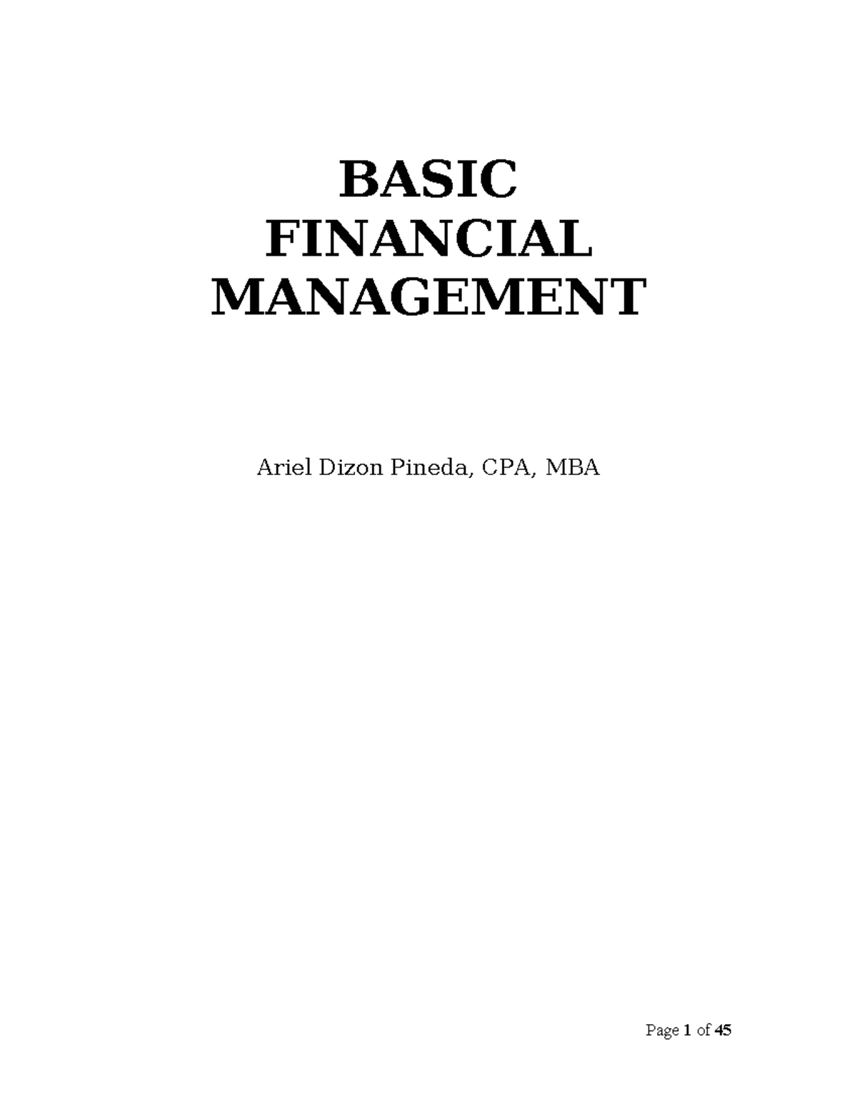 641331207 Financial Management Module 1 2 - BASIC FINANCIAL MANAGEMENT ...