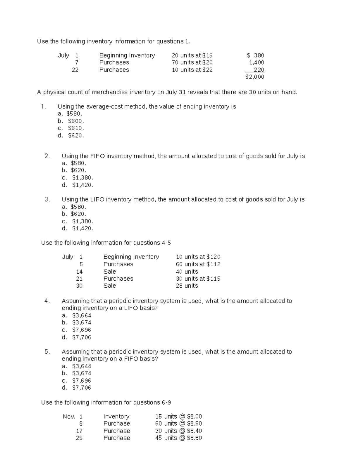 1639197870076 Chapter 6 - Vol - Use the following inventory information ...
