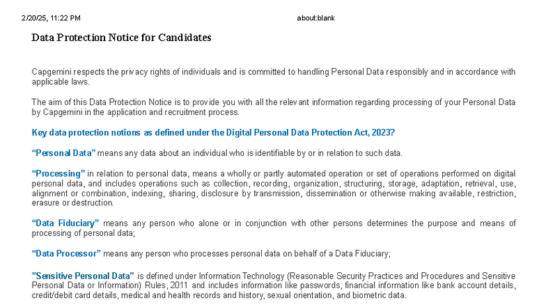 Capgemini privacy notice for candidates: data protection guidelines ...