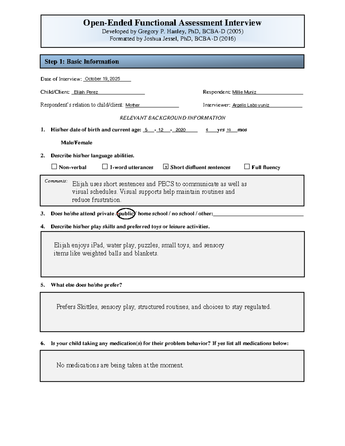 Open-Ended FAI: Functional Assessment Interview Summary (2025) - Studocu