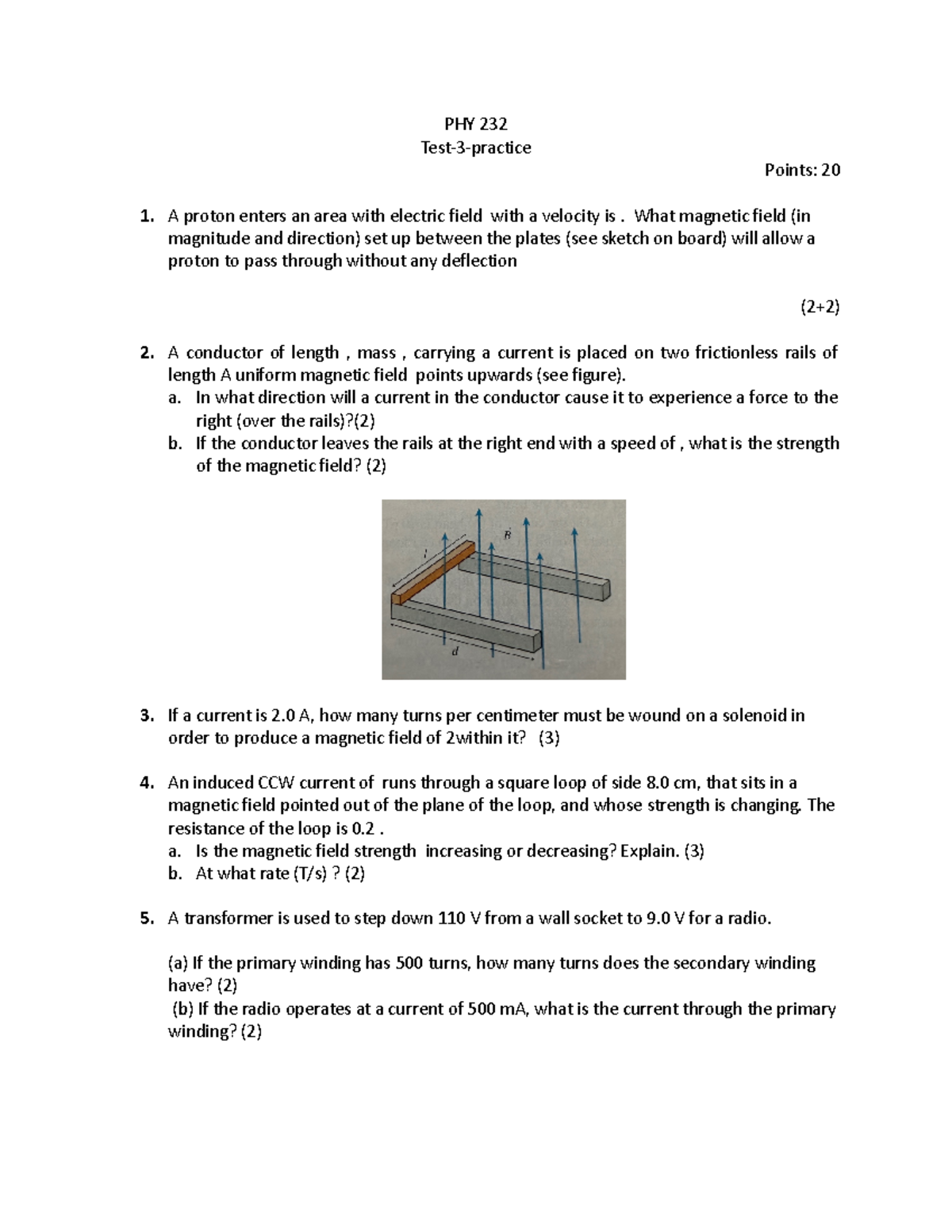 PHY 232 Test 3 Practice Questions and Solutions - Studocu