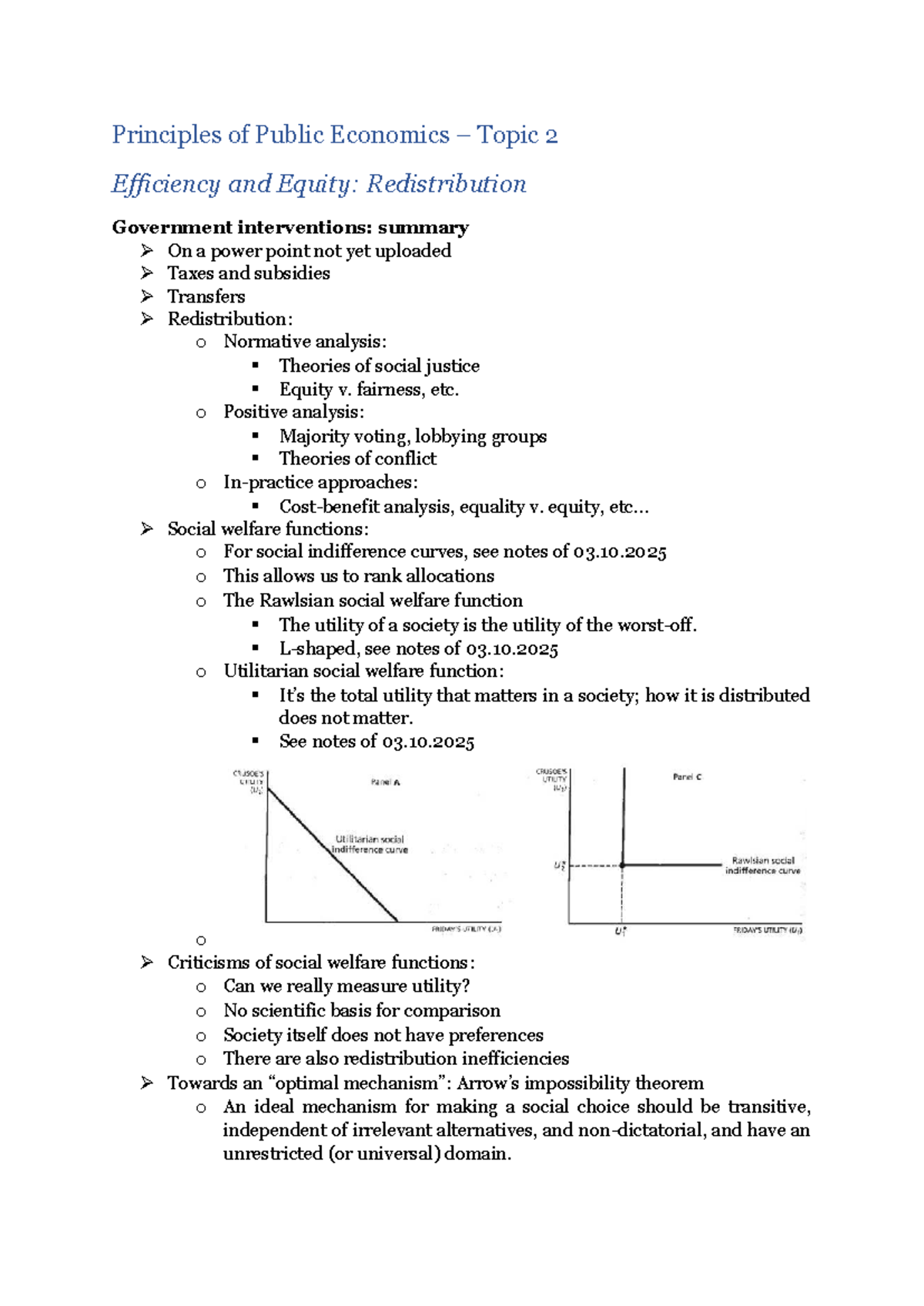 Principles of Public Economics (PPE) - Efficiency & Equity Summary ...
