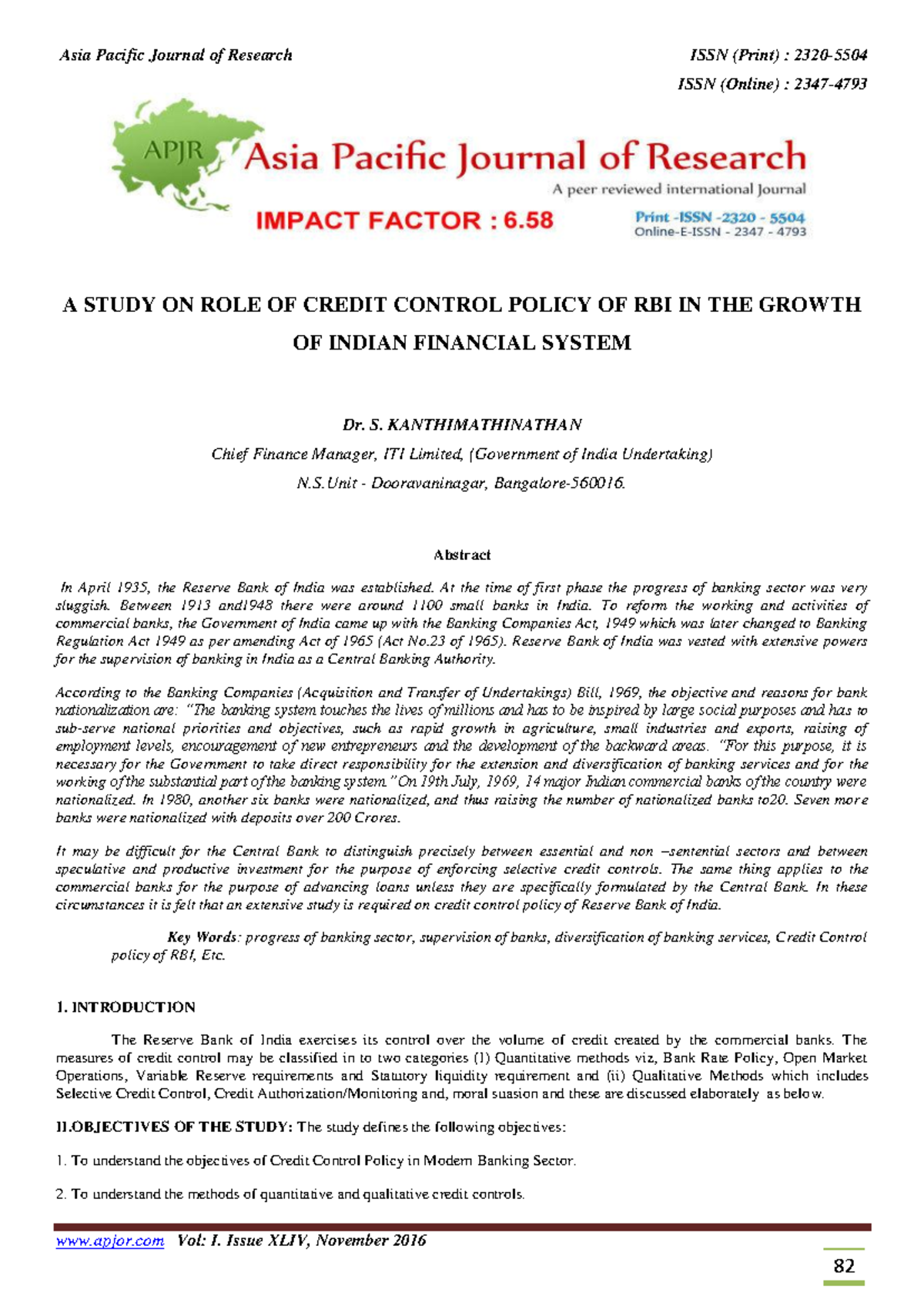 A Study on RBI's Credit Control Policy and Its Impact on Growth - Studocu