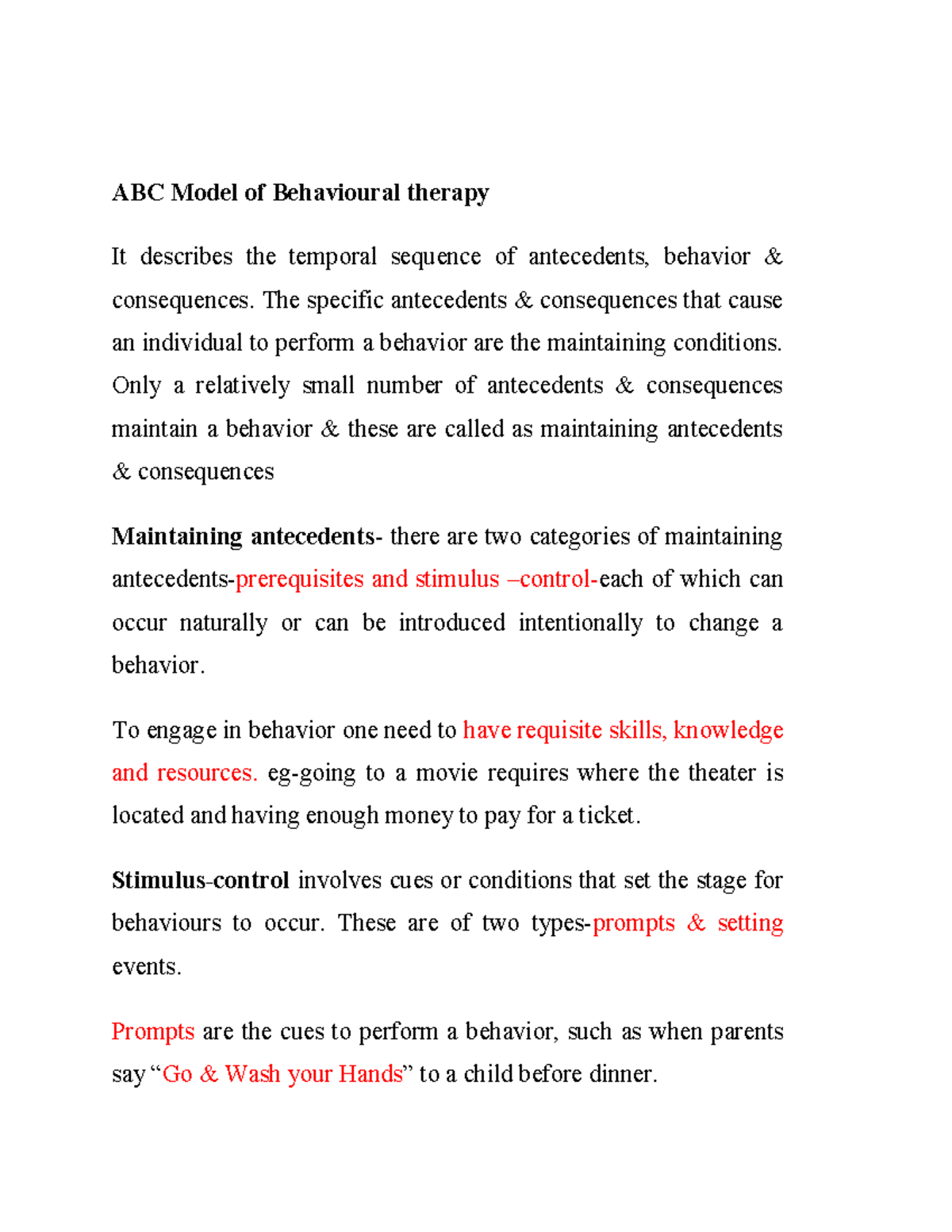 ABC Model - The specific antecedents & consequences that cause an ...