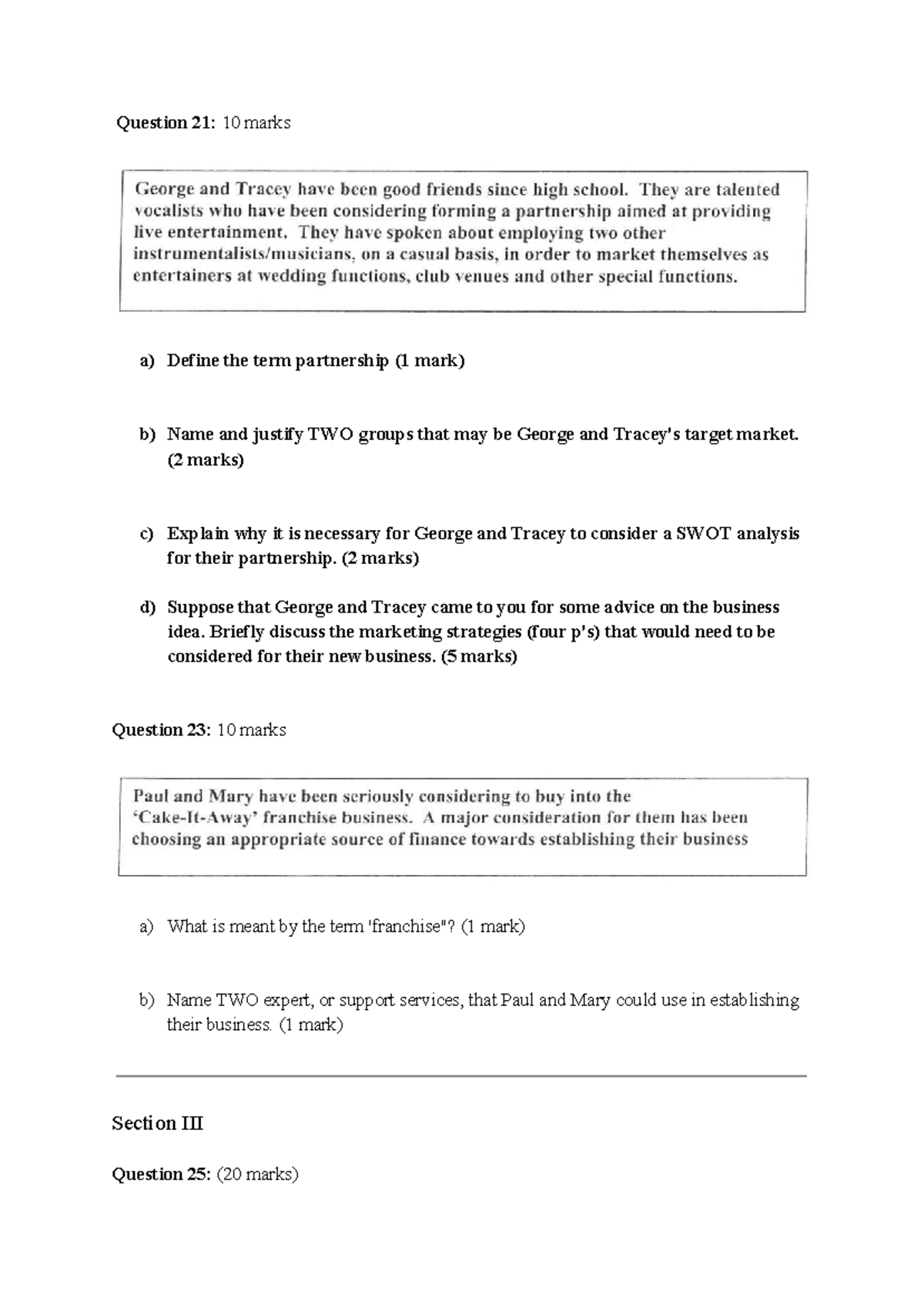 Business Studies - Past Paper: Partnership & Business Reports Analysis ...
