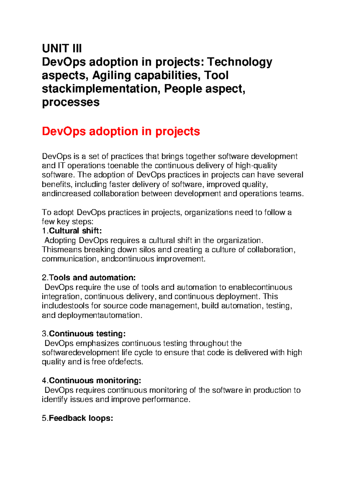 UNIT III: DevOps Adoption - Tech Aspects, Agile, & Tool Stack Insights ...