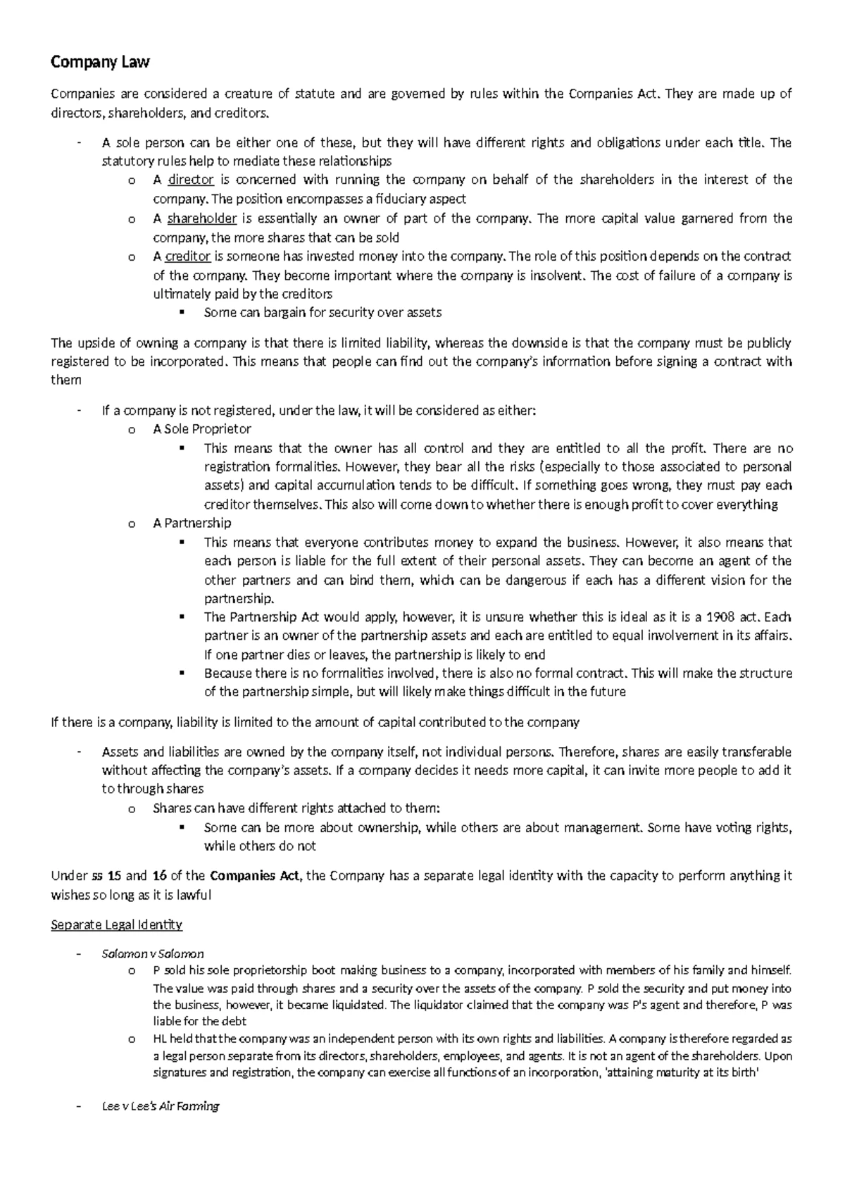 165 Derivative Actions in Company Law: An Overview of Section 165 - Studocu