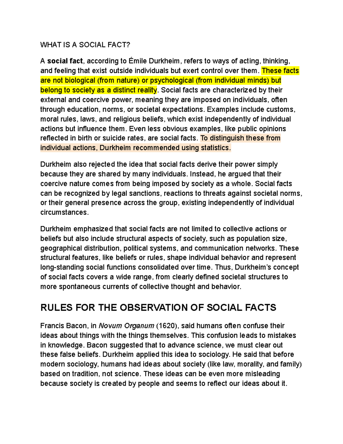 Durkheim 1: Understanding Social Facts and Their Sociological ...