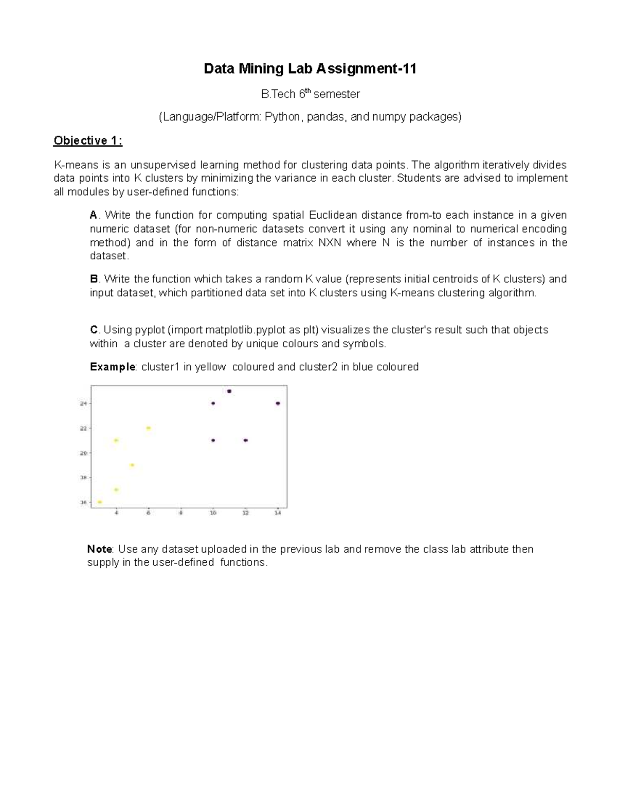 Data Mining Lab B.Tech 6th Sem: K-Means Clustering Assignment 11 - Studocu