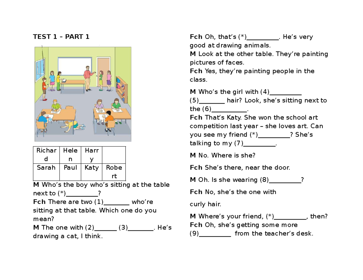 TEST 1 - Listening Comprehension Practice - Studocu
