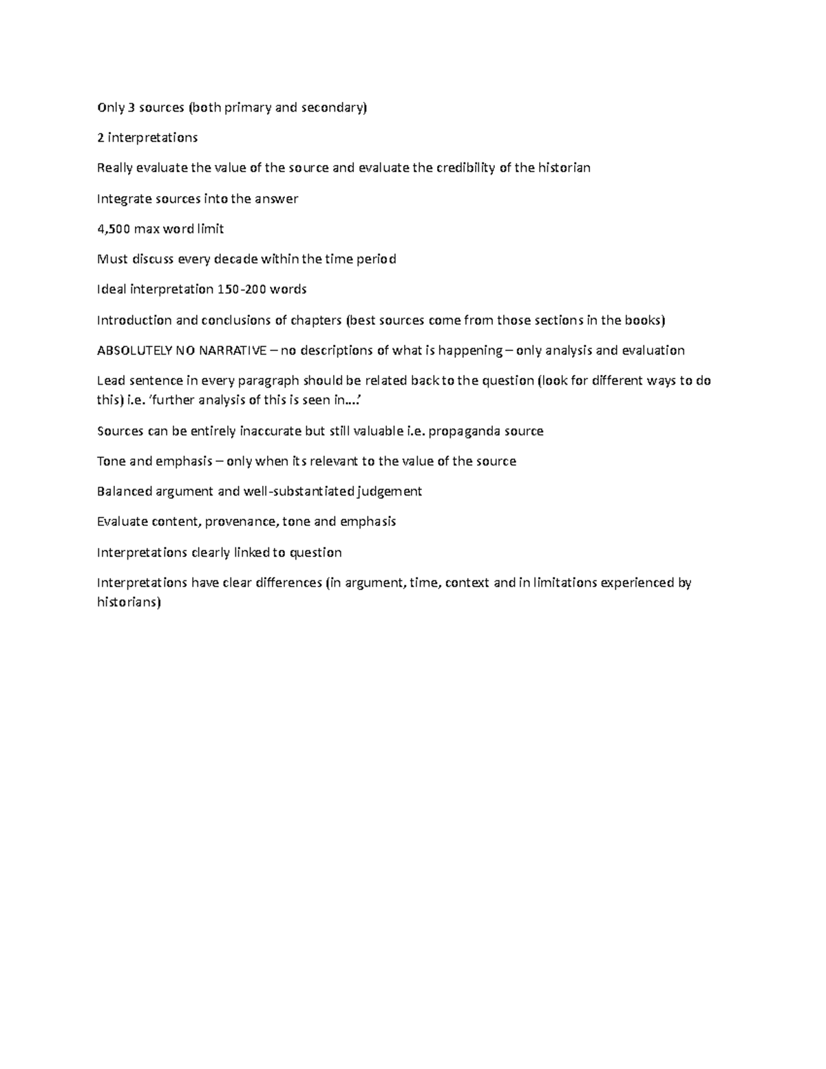 HIST 400: Coursework Guidelines for Analytical Evaluation NEA - Studocu