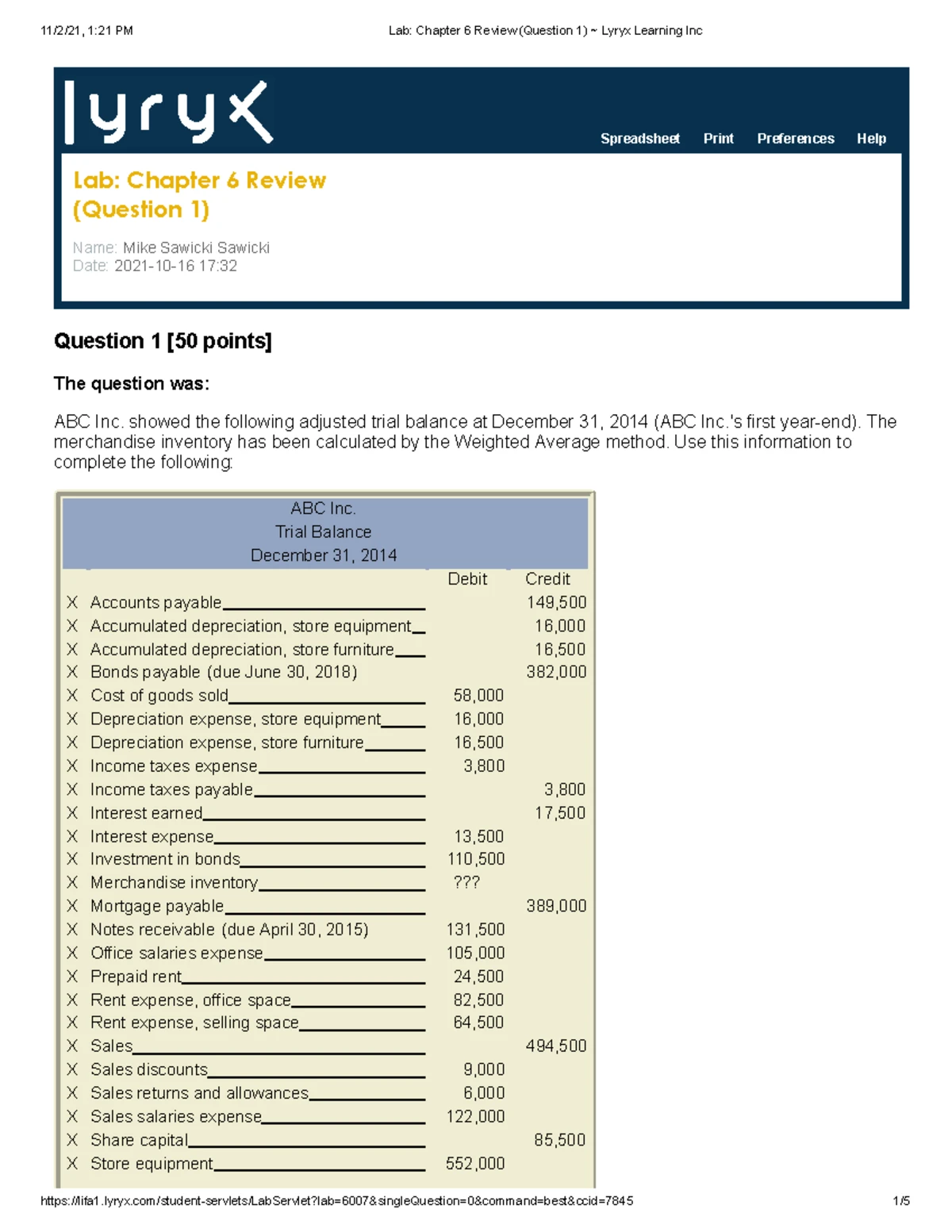 Lab 8.5 (Question 2) Lyryx Learning Inc - 11/2/21, 3:53 PM Lab 8 ...