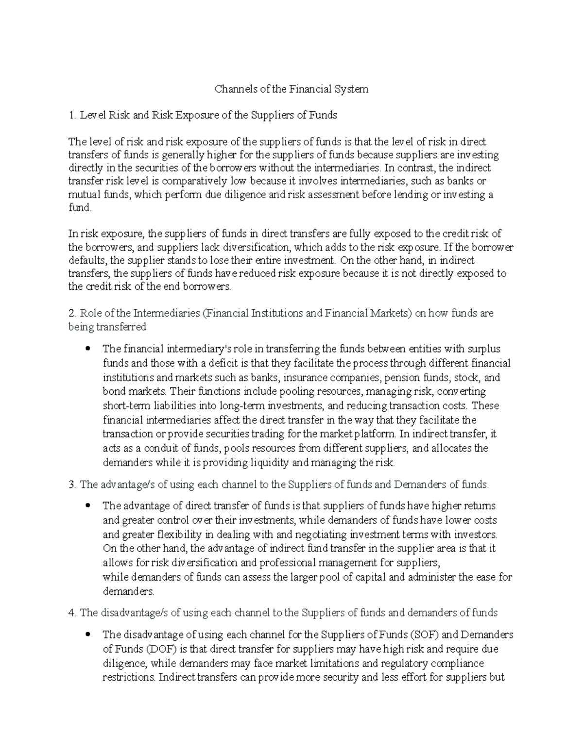 Channels of the Financial System - In contrast, the indirect transfer ...
