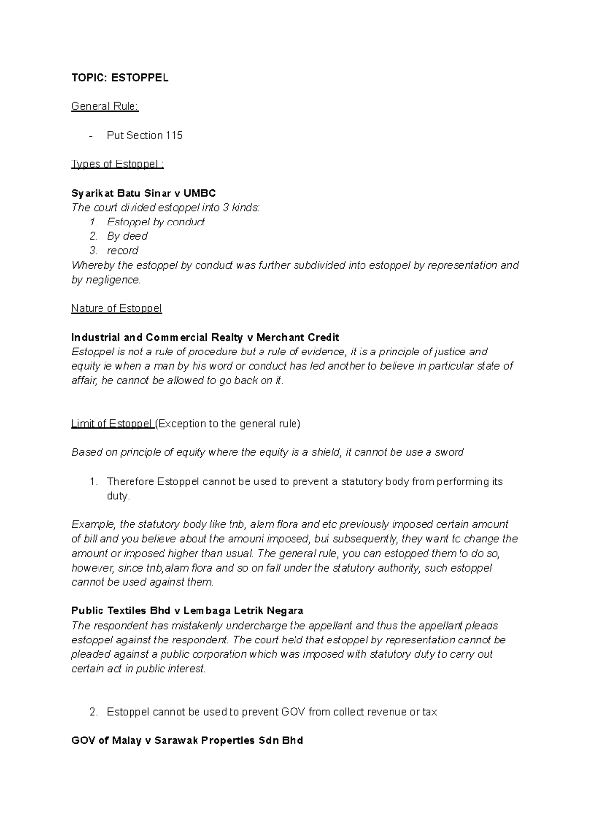 Estoppel Principles and Corroboration: A Study of EVID 22 - Studocu