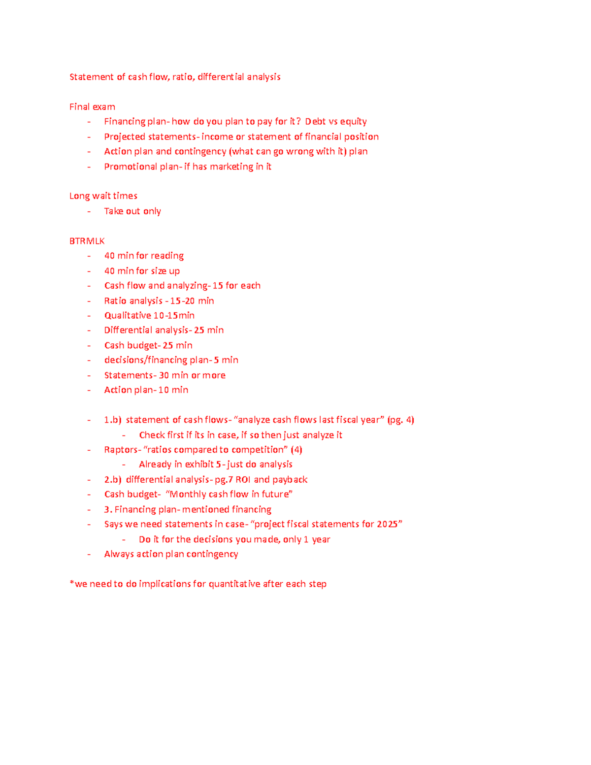 BTRMLK Inc. Final Exam: Cash Flow, Ratios & Expansion Analysis - Studocu