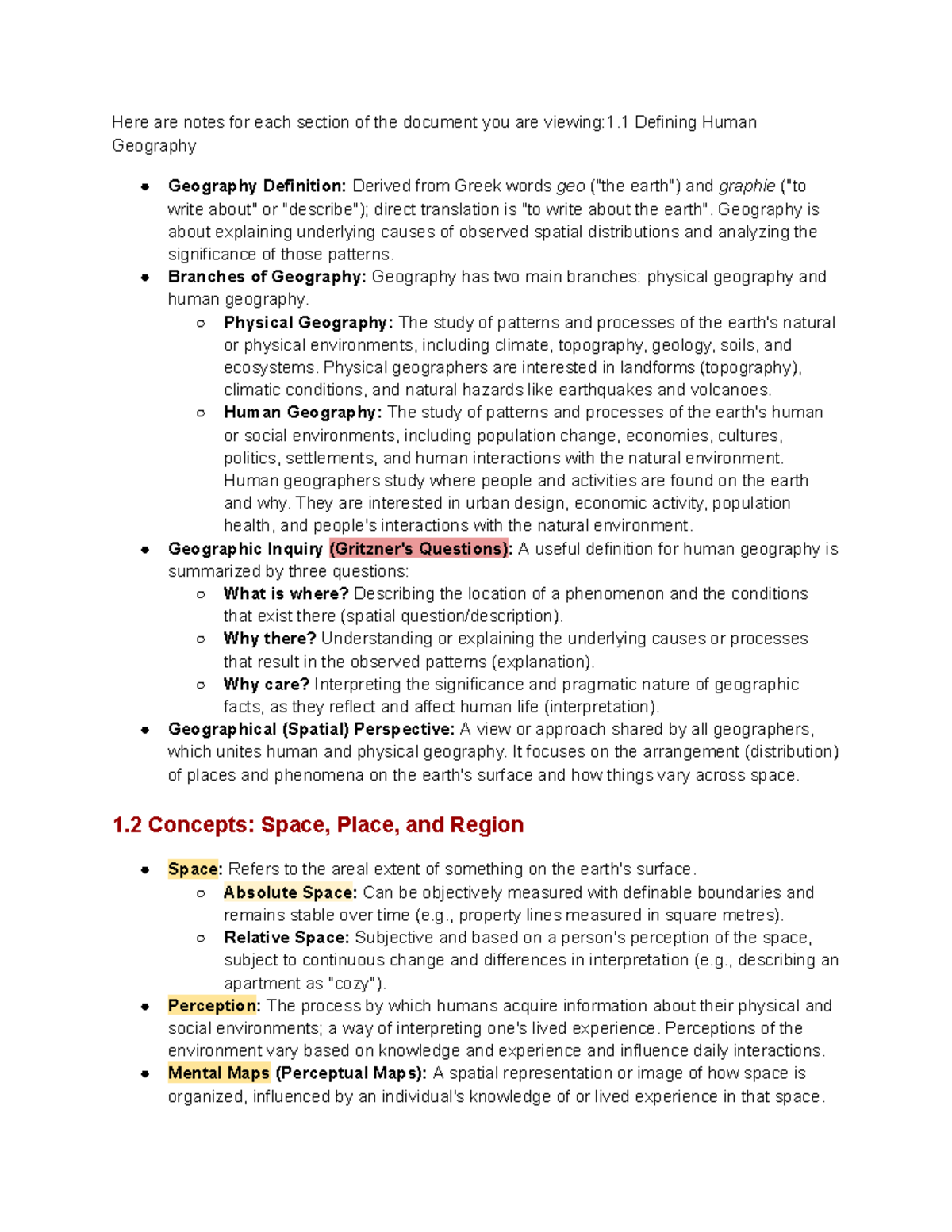 HGeo Notebook - Chapter 9: Understanding Human Geography Concepts - Studocu