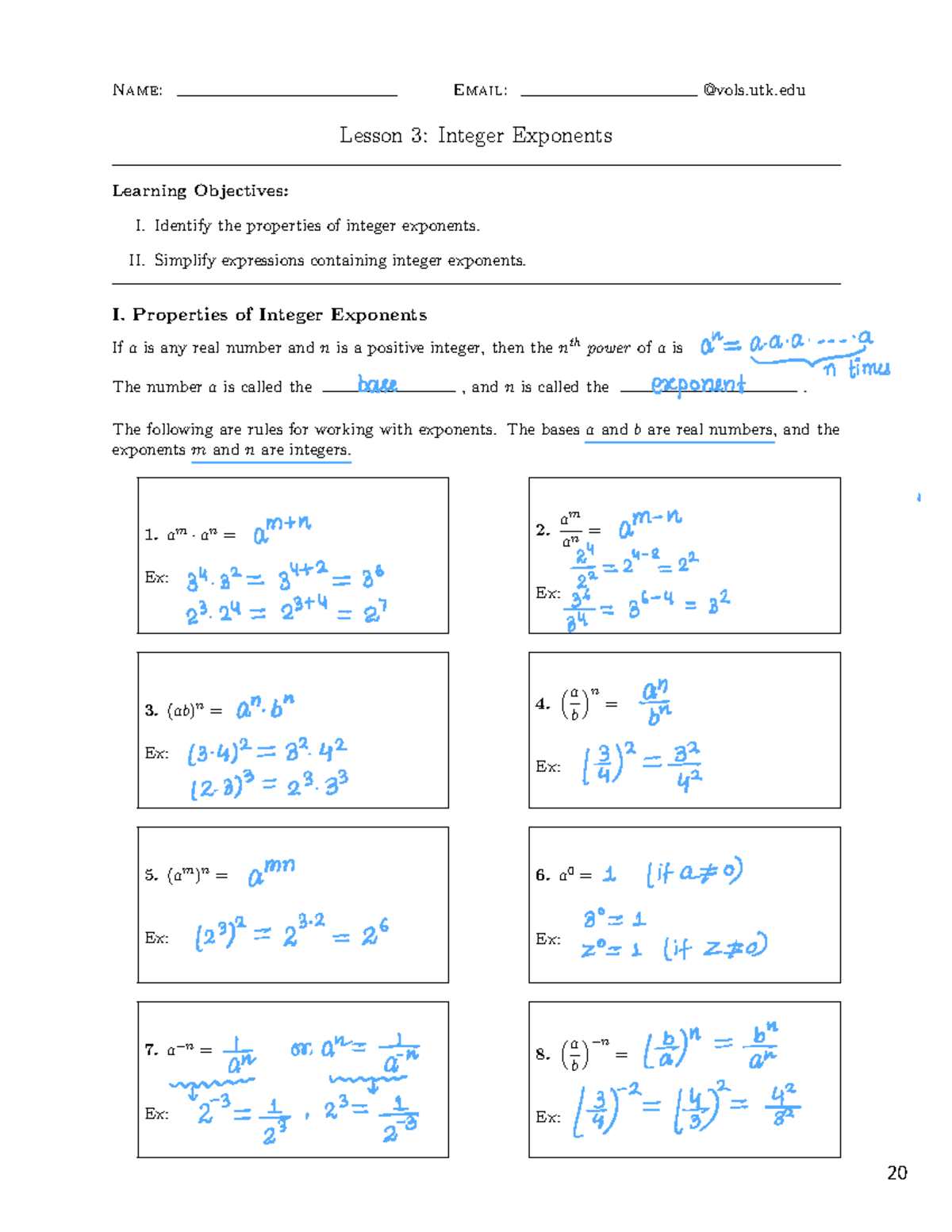 Math 119 Final Exam Study Guide: Simplifying Integer Exponents - Studocu