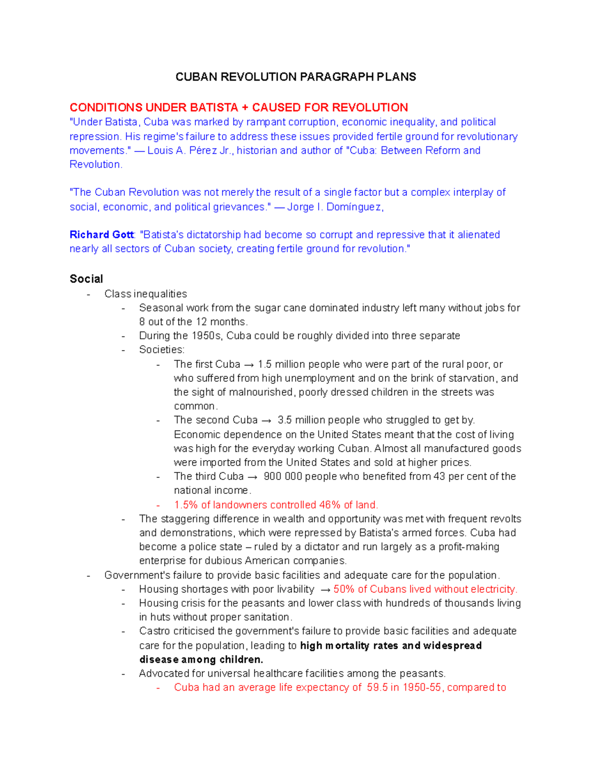 Cuban Revolution Essay Plans: Analyzing Batista's Failures and Impact ...