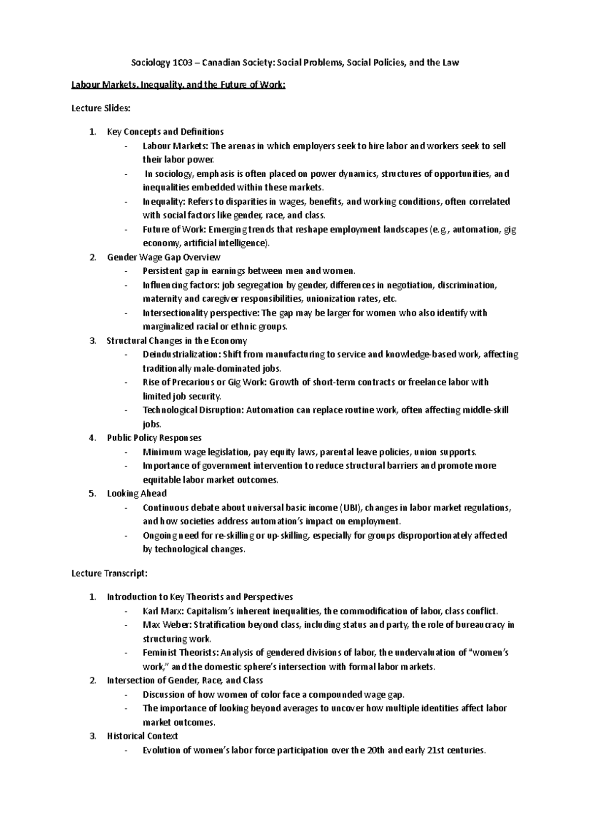 Sociology 1C03 – Key concepts in Canadian society: Social problems and ...