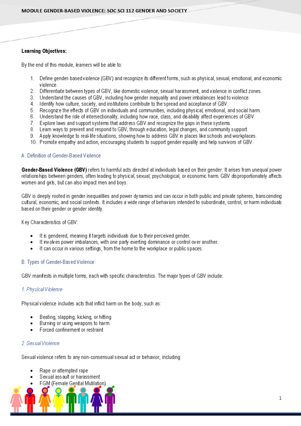 MODULE VI: SOC SCI 112 GENDER AND SOCIETY - Understanding Gender-Based ...