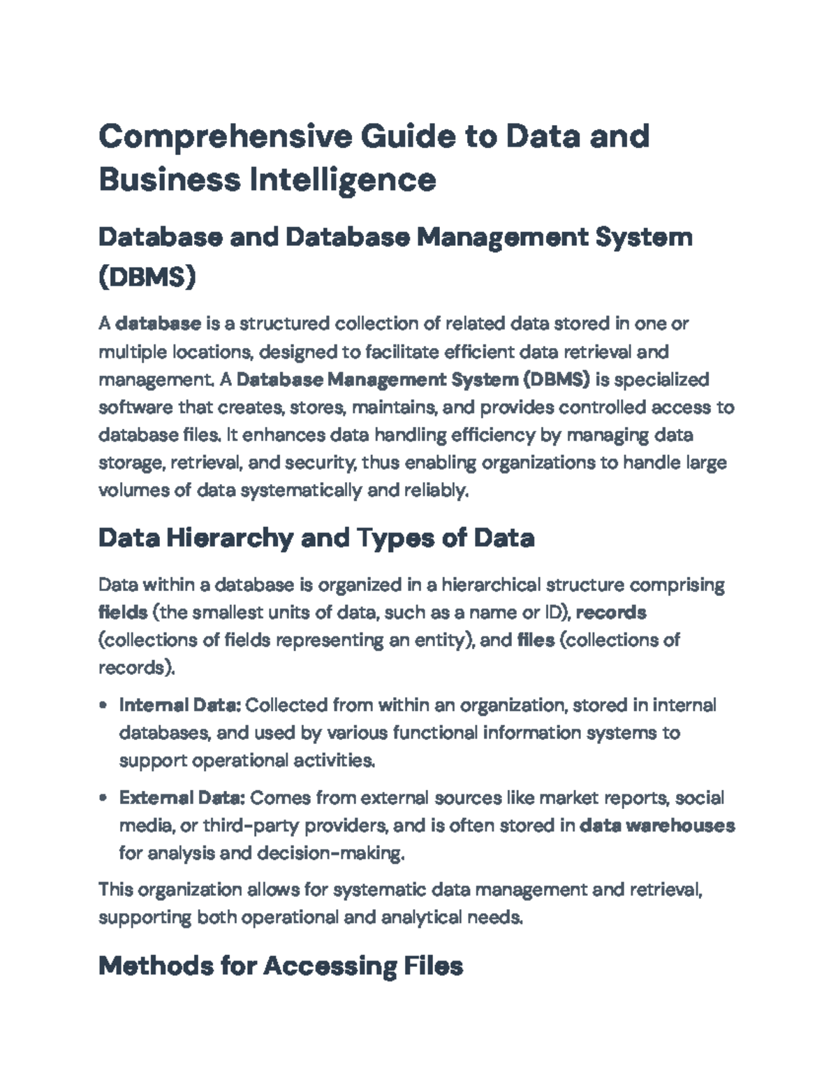 Comprehensive Guide to Data Management & Business Intelligence (DBMS ...