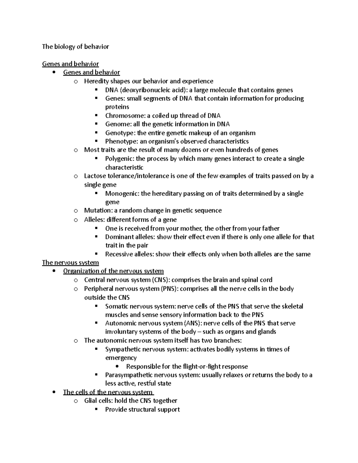 Ch 3 The biology of behavior - The biology of behavior Genes and ...
