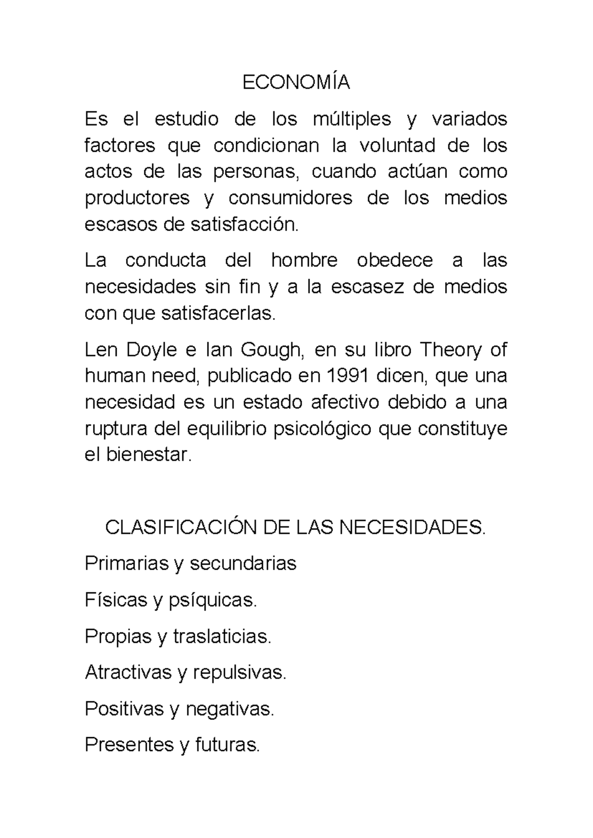 Mtodo de la economa - Apuntes - ECONOMÍA Es el estudio de los múltiples ...