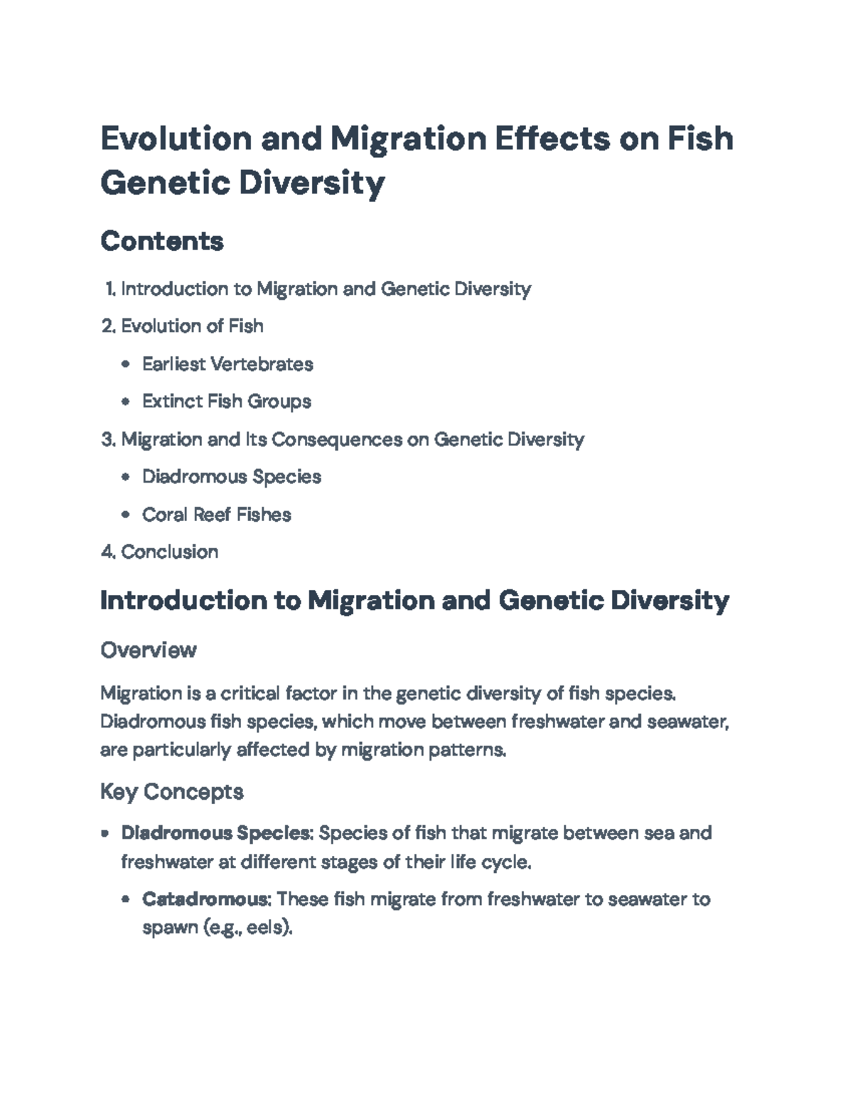 Migration and Evolutionary Impacts on Fish Genetic Diversity ...