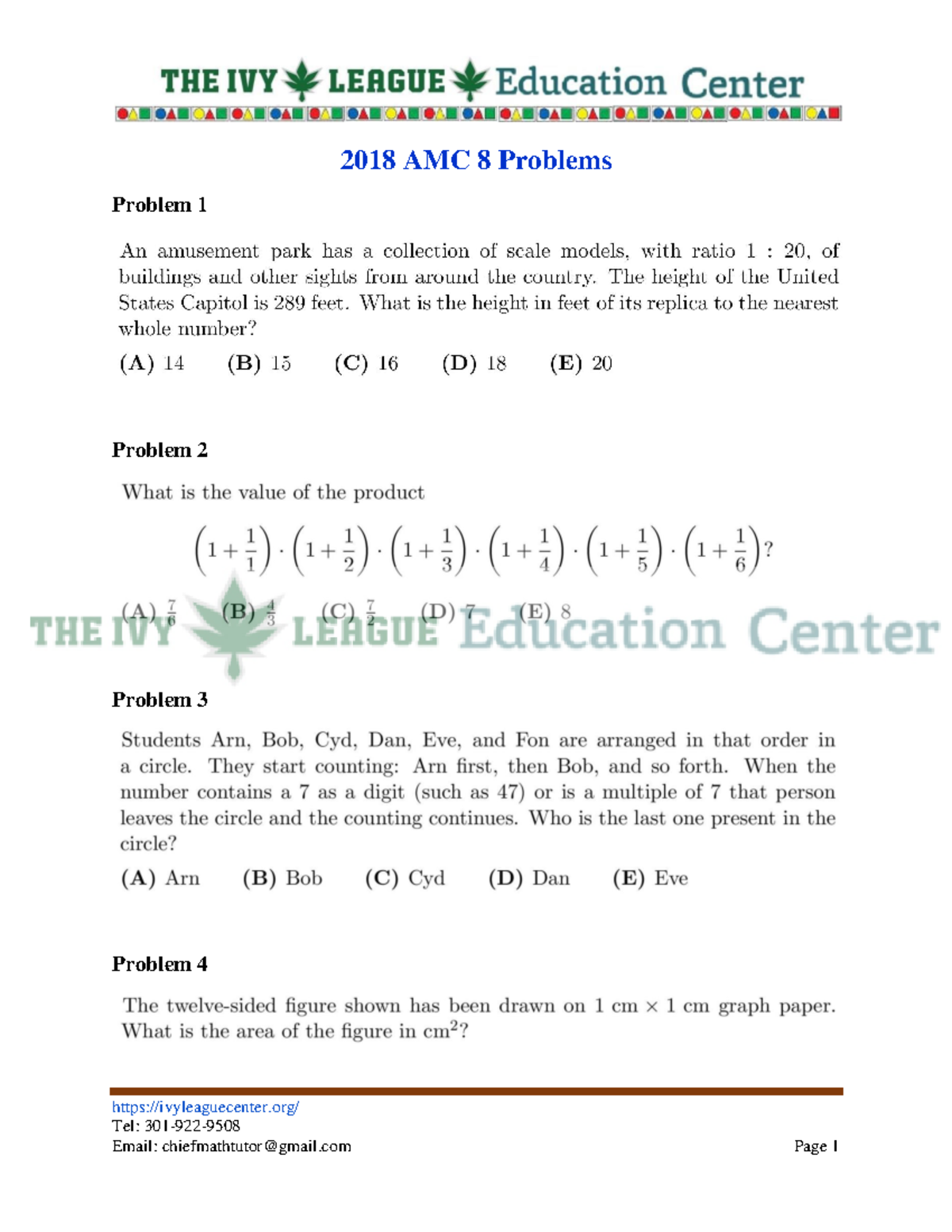 2018 AMC 8 Problems & Solutions - AMC 8 Paper - Studocu